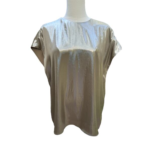 Banana Republic Large NEW WITH TAGS Liquid Metallic Flowy Blouse Top SLinky - Picture 5 of 14
